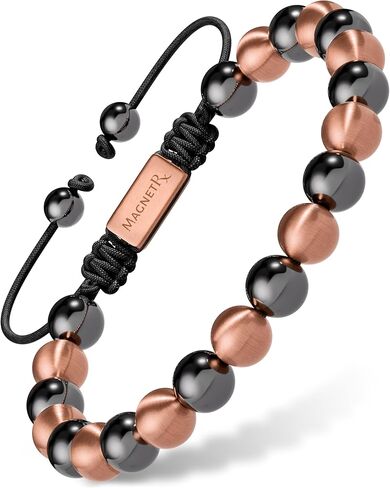 سوار مغناطيسي من الهيماتيت MagnetRX® - أحجار طبيعية ذات قوة قصوى - أساور هيماتيت مغناطيسية مطرزة (خرزة زيوس ذهبية 8 مم) in Kuwait