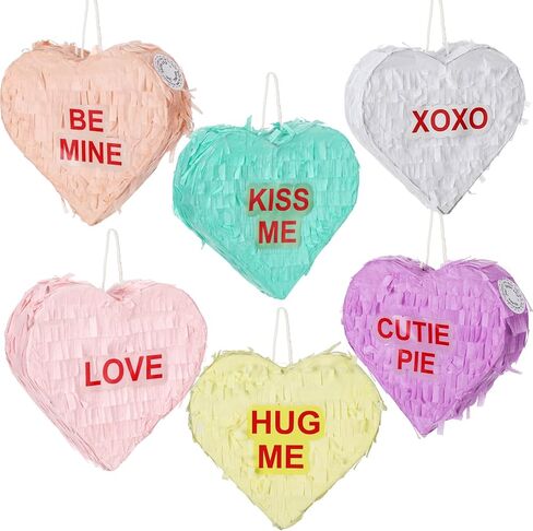 Thyle 6 Pcs Valentine's Day Mini Conversation Heart Piñata Pastel Piñata Wedding Supplies Bridal Shower Valentine's Day Gift Lover Theme Decor Romantic Heart for Weddings Anniversaries Party Supply in Saudi Arabia