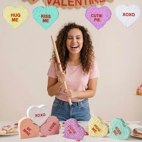 Thyle 6 Pcs Valentine's Day Mini Conversation Heart Piñata Pastel Piñata Wedding Supplies Bridal Shower Valentine's Day Gift Lover Theme Decor Romantic Heart for Weddings Anniversaries Party Supply in Saudi Arabia