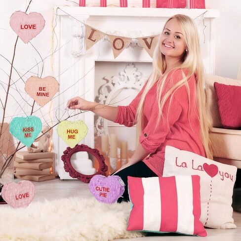 Thyle 6 Pcs Valentine's Day Mini Conversation Heart Piñata Pastel Piñata Wedding Supplies Bridal Shower Valentine's Day Gift Lover Theme Decor Romantic Heart for Weddings Anniversaries Party Supply in Saudi Arabia