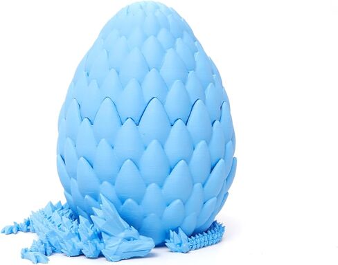 3D Printed Dragon Egg - Gold - Easter Basket Stuffers, Surprise Egg with 12" Flexible Crystal Dragon Inside, Mythical 3D Printed Gift Toy, Desk Executive Pet, Figurine Decor for Birthday in Kuwait
