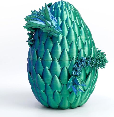3D Printed Dragon Egg - Gold - Easter Basket Stuffers, Surprise Egg with 12" Flexible Crystal Dragon Inside, Mythical 3D Printed Gift Toy, Desk Executive Pet, Figurine Decor for Birthday in Kuwait