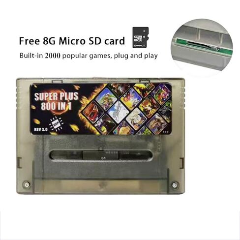خرطوشة ألعاب SNES/SFC مع أكثر من 800 لعبة - دعم شريحة DSP، بطاقة TF سعة 8 جيجابايت، تحميل سريع، بطاقة ألعاب REV 3.0 لخرطوشة وحدة تحكم ألعاب الفيديو SNES 16 بت (متوافقة مع الولايات المتحدة/JP/الاتحاد الأوروبي) (أحمر) in Kuwait