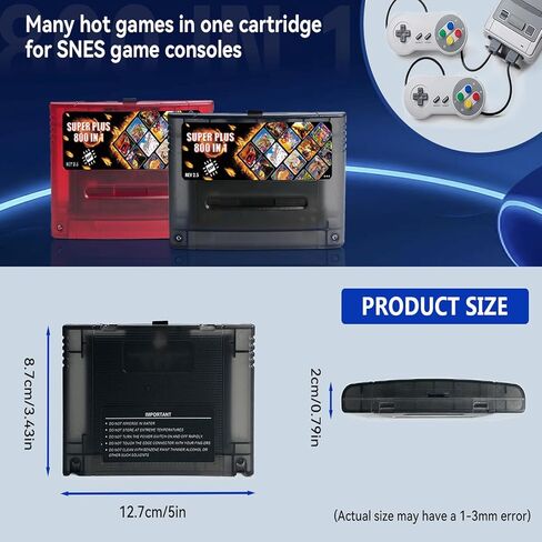 خرطوشة ألعاب SNES/SFC مع أكثر من 800 لعبة - دعم شريحة DSP، بطاقة TF سعة 8 جيجابايت، تحميل سريع، بطاقة ألعاب REV 3.0 لخرطوشة وحدة تحكم ألعاب الفيديو SNES 16 بت (متوافقة مع الولايات المتحدة/JP/الاتحاد الأوروبي) (أحمر) in Kuwait