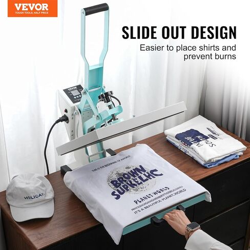VEVOR Heat Press 15x15, High Pressure Heat Press Machine for T Shirts, Slide Out Professional Heat Press for Sublimation, Vinyl, Heat Transfer Projects, Heats Up Fast & Evenly, Green in Saudi Arabia