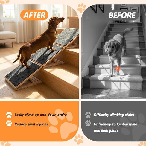 2 Packs Adjustable Slope Foldable Wooden Dog Ramp for Stairs, Anti-Slip Bump Dog Ramp for Stairs, No Installation Required, Small or Medium Cats, Step for Injured Pets (11.81 Inches/ 30 cm) in Saudi Arabia