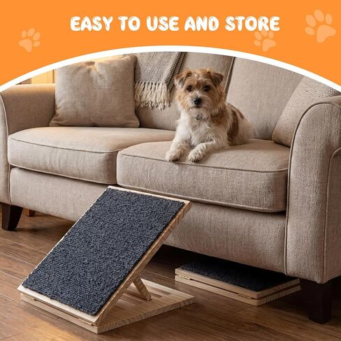 2 Packs Adjustable Slope Foldable Wooden Dog Ramp for Stairs, Anti-Slip Bump Dog Ramp for Stairs, No Installation Required, Small or Medium Cats, Step for Injured Pets (11.81 Inches/ 30 cm) in Saudi Arabia
