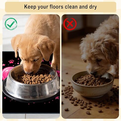 Nuxovilar Pet Dog Supplies Food Mat Pink Heart-Paw Polyester (23.62×17.71 inches) Bowl Water Spill Pad Feeding Gear for Home, Feeding Spot, Pet Nook in Kuwait