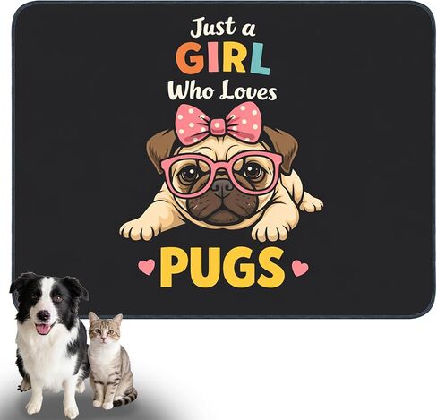 Nuxovilar Pet Dog Supplies Food Mat Pink Heart-Paw Polyester (23.62×17.71 inches) Bowl Water Spill Pad Feeding Gear for Home, Feeding Spot, Pet Nook in Kuwait