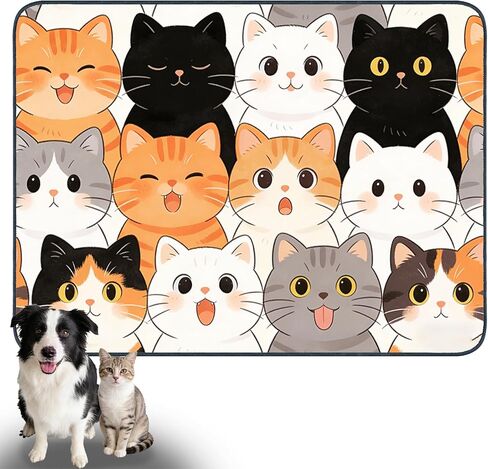 Nuxovilar Pet Dog Supplies Food Mat Pink Heart-Paw Polyester (23.62×17.71 inches) Bowl Water Spill Pad Feeding Gear for Home, Feeding Spot, Pet Nook in Kuwait