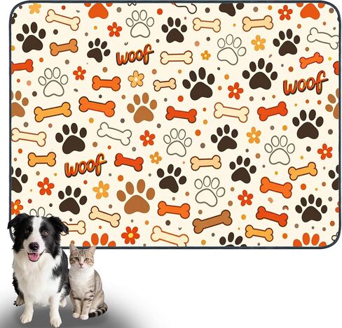 Nuxovilar Pet Dog Supplies Food Mat Pink Heart-Paw Polyester (23.62×17.71 inches) Bowl Water Spill Pad Feeding Gear for Home, Feeding Spot, Pet Nook in Kuwait