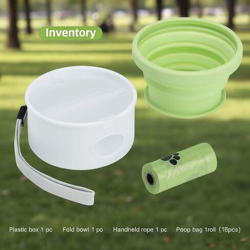 The Foldable Dog Water Bottle and 3-in-1 Snack and Garbage Bag Storage Box are The First Choice for Outdoor Activities, Equipped with 1 roll of Garbage Bags and a Garbage Hanging Ring. in Kuwait