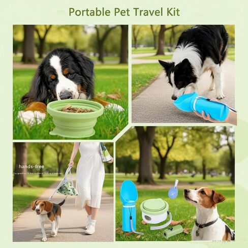 The Foldable Dog Water Bottle and 3-in-1 Snack and Garbage Bag Storage Box are The First Choice for Outdoor Activities, Equipped with 1 roll of Garbage Bags and a Garbage Hanging Ring. in Kuwait
