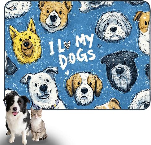 Nuxovilar Pet Dog Supplies Food Mat Pink Heart-Paw Polyester (23.62×17.71 inches) Bowl Water Spill Pad Feeding Gear for Home, Feeding Spot, Pet Nook in Kuwait