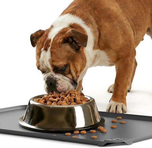 ESTHELLO Waterproof Pet Feeding Mats - Advanced Silicone Dog Food Mat Easy to Clean for Dog & Cat Bowls, 24''x16'' Premium Gray in Saudi Arabia