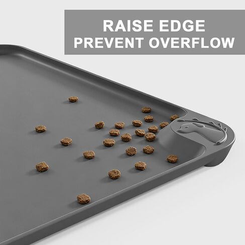 ESTHELLO Waterproof Pet Feeding Mats - Advanced Silicone Dog Food Mat Easy to Clean for Dog & Cat Bowls, 24''x16'' Premium Gray in Saudi Arabia