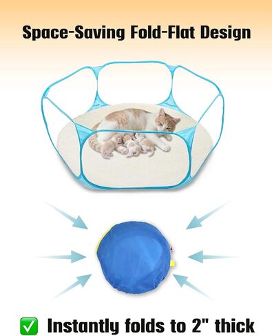 Cat Birthing Box - Foldable, Portable Whelping Nesting Box for Pregnant Cats & Dogs with Easy Storage, Indoor/Outdoor Puppy & Kitten House, Pet Birth & Whelping Pool Nursing Essentials Supplies Kit in Kuwait