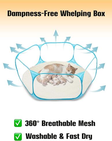 Cat Birthing Box - Foldable, Portable Whelping Nesting Box for Pregnant Cats & Dogs with Easy Storage, Indoor/Outdoor Puppy & Kitten House, Pet Birth & Whelping Pool Nursing Essentials Supplies Kit in Kuwait