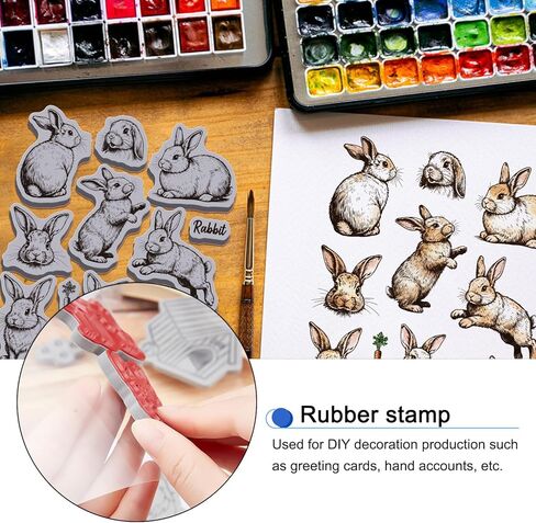 طوابع مطاطية على شكل أرنب عتيق من GLOBLELAND مقاس 8.7 × 7 بوصة لحيوانات عيد الفصح EVA Cling Mount Stamp مجموعة طوابع مطاطية للأرانب الواقعية لصنع البطاقات وتزيين ألبوم الصور DIY سكرابوكينغ in Kuwait
