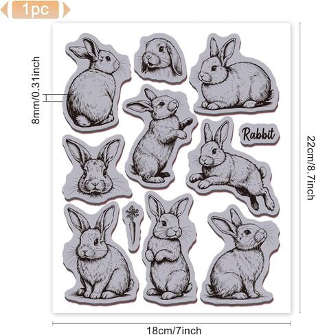 طوابع مطاطية على شكل أرنب عتيق من GLOBLELAND مقاس 8.7 × 7 بوصة لحيوانات عيد الفصح EVA Cling Mount Stamp مجموعة طوابع مطاطية للأرانب الواقعية لصنع البطاقات وتزيين ألبوم الصور DIY سكرابوكينغ in Kuwait