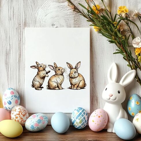 طوابع مطاطية على شكل أرنب عتيق من GLOBLELAND مقاس 8.7 × 7 بوصة لحيوانات عيد الفصح EVA Cling Mount Stamp مجموعة طوابع مطاطية للأرانب الواقعية لصنع البطاقات وتزيين ألبوم الصور DIY سكرابوكينغ in Kuwait