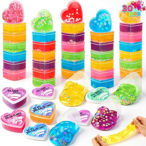 JOYIN 30 PCS Valentines Day Galaxy Slime Hearts for Kids Valentine Classroom Exchange Prizes, Party Favors, Gift Exchange in Saudi Arabia
