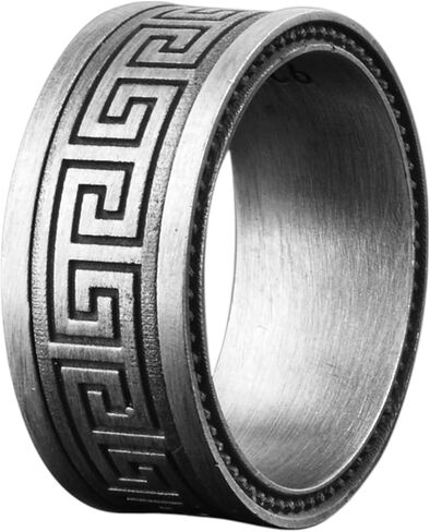 BySilverStone - Grecian Meander Mens Engagement Ring, Ancient Greek Mythology Promise Ring For Him, Hellenic Mens Ring For Wedding in Saudi Arabia