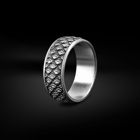 BySilverStone - Japanese Pattern Men Wedding Ring, 925 Sterling Silver Men Wedding Jewelry, Japanese Art, Engagement Ring, Wave Ring, Best Man Gift in Saudi Arabia