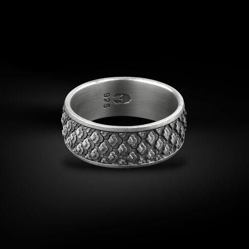BySilverStone - Japanese Pattern Men Wedding Ring, 925 Sterling Silver Men Wedding Jewelry, Japanese Art, Engagement Ring, Wave Ring, Best Man Gift in Saudi Arabia