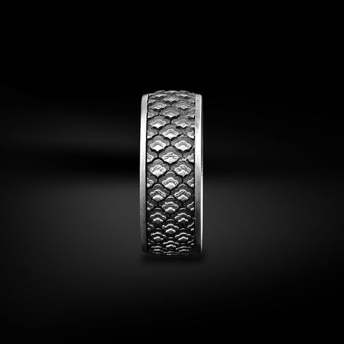 BySilverStone - Japanese Pattern Men Wedding Ring, 925 Sterling Silver Men Wedding Jewelry, Japanese Art, Engagement Ring, Wave Ring, Best Man Gift in Saudi Arabia