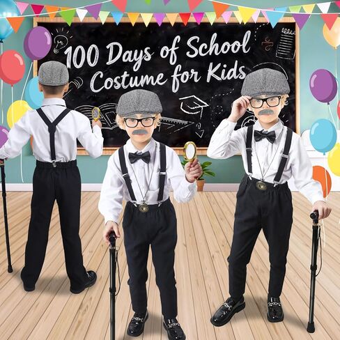 100 Days of School Costume for Boys Kids,Old Man Costume for Kids,Grandpa Costume Accessories Boys Set in Kuwait