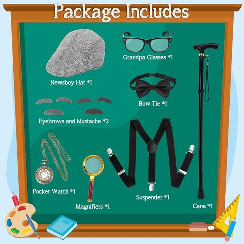 100 Days of School Costume for Boys Kids,Old Man Costume for Kids,Grandpa Costume Accessories Boys Set in Kuwait