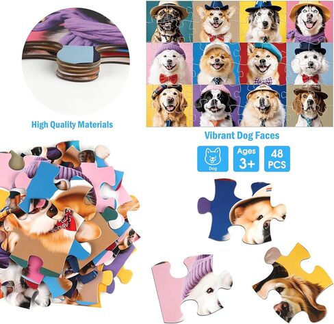 Jumbo Floor Puzzle for Kids,48 Piece Funny Dog Jigsaw Puzzles,Learning Educational Toys for Toddlers Ages 3-5,Puppy Theme Puzzles Children Gift for Boy Girl Ages 4-8 in Saudi Arabia
