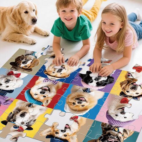 Jumbo Floor Puzzle for Kids,48 Piece Funny Dog Jigsaw Puzzles,Learning Educational Toys for Toddlers Ages 3-5,Puppy Theme Puzzles Children Gift for Boy Girl Ages 4-8 in Saudi Arabia