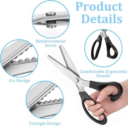 4 قطع مقصات وردية للصياغة وقطع الورق، مقص مسنن صدفي 3 مم 5 مم 7 مم، مقص متعرج 9.2 بوصة، مستلزمات صناعة الملابس المسننة المحمولة باليد لورق الملابس الجلدية in Kuwait