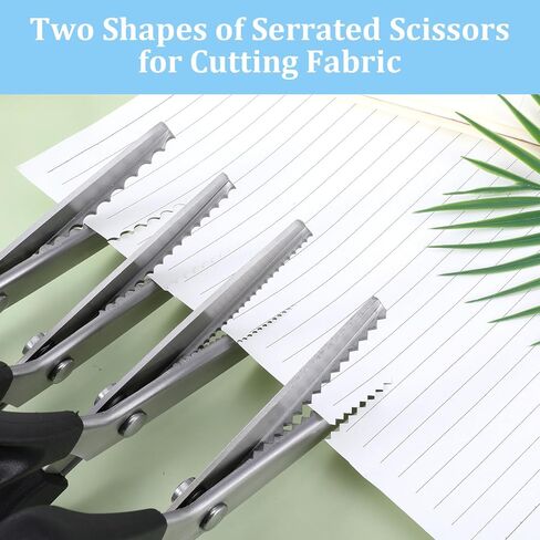 4 قطع مقصات وردية للصياغة وقطع الورق، مقص مسنن صدفي 3 مم 5 مم 7 مم، مقص متعرج 9.2 بوصة، مستلزمات صناعة الملابس المسننة المحمولة باليد لورق الملابس الجلدية in Kuwait