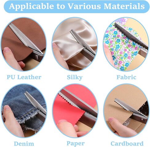 4 قطع مقصات وردية للصياغة وقطع الورق، مقص مسنن صدفي 3 مم 5 مم 7 مم، مقص متعرج 9.2 بوصة، مستلزمات صناعة الملابس المسننة المحمولة باليد لورق الملابس الجلدية in Kuwait