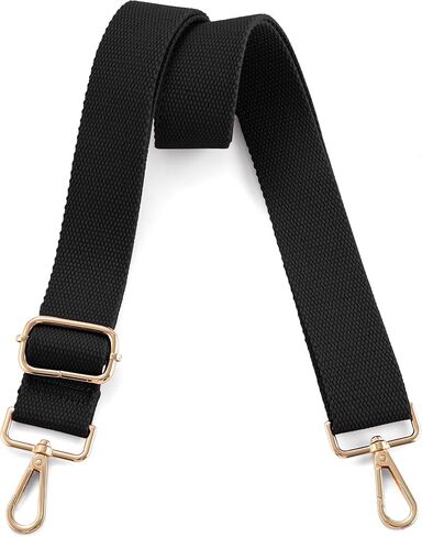 Wide Purse Strap Replacement Crossbody Shoulder Bag, Universal Adjustable Straps for Bags, Gold Buckle - Black in Kuwait