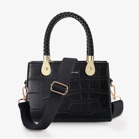 Wide Purse Strap Replacement Crossbody Shoulder Bag, Universal Adjustable Straps for Bags, Gold Buckle - Black in Kuwait
