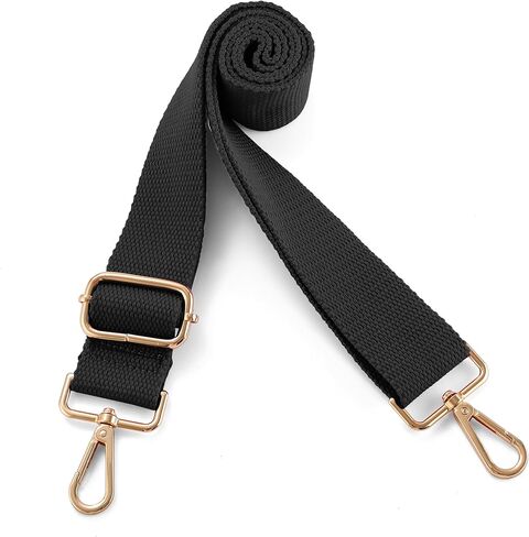 Wide Purse Strap Replacement Crossbody Shoulder Bag, Universal Adjustable Straps for Bags, Gold Buckle - Black in Kuwait