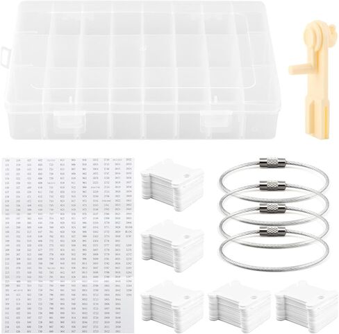 Embroidery Floss Organizer,Cross Stitch Thread Storage Box Tool,w/Bobbins Winder,1 Removable 24 Grids Clear Bead Organizer Case,100 Floss Bobbins,1 Numbered Sticker,for Craft DIY in Saudi Arabia