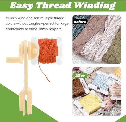 Embroidery Floss Organizer,Cross Stitch Thread Storage Box Tool,w/Bobbins Winder,1 Removable 24 Grids Clear Bead Organizer Case,100 Floss Bobbins,1 Numbered Sticker,for Craft DIY in Saudi Arabia