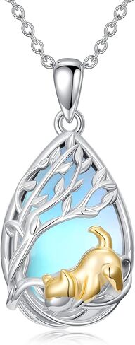 JKR Moonstone Christmas Gifts for Women Axolotl/Cat/Dog/Penguin/Ladybug/Bee/Hummingbird Teardrop Moonstone Pendant Sterling Silver Cute Jewelry Xmas Gifts for Daughter Her Mom Wife in Saudi Arabia