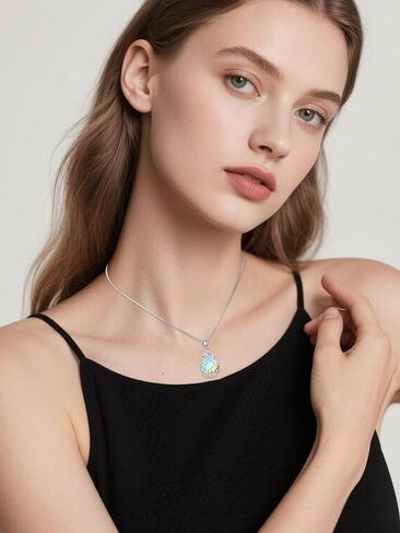 JKR Moonstone Christmas Gifts for Women Axolotl/Cat/Dog/Penguin/Ladybug/Bee/Hummingbird Teardrop Moonstone Pendant Sterling Silver Cute Jewelry Xmas Gifts for Daughter Her Mom Wife in Saudi Arabia