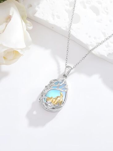 JKR Moonstone Christmas Gifts for Women Axolotl/Cat/Dog/Penguin/Ladybug/Bee/Hummingbird Teardrop Moonstone Pendant Sterling Silver Cute Jewelry Xmas Gifts for Daughter Her Mom Wife in Saudi Arabia