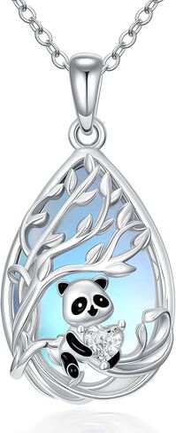JKR Moonstone Christmas Gifts for Women Axolotl/Cat/Dog/Penguin/Ladybug/Bee/Hummingbird Teardrop Moonstone Pendant Sterling Silver Cute Jewelry Xmas Gifts for Daughter Her Mom Wife in Saudi Arabia