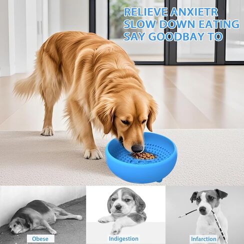 Saphe Dog Lick Bowl, Anxiety Relief Lick Silicone Dog Bowl, Non-Slip Licking mat for Distraction, Freezer & Dishwasher Safe (Blue) in Saudi Arabia