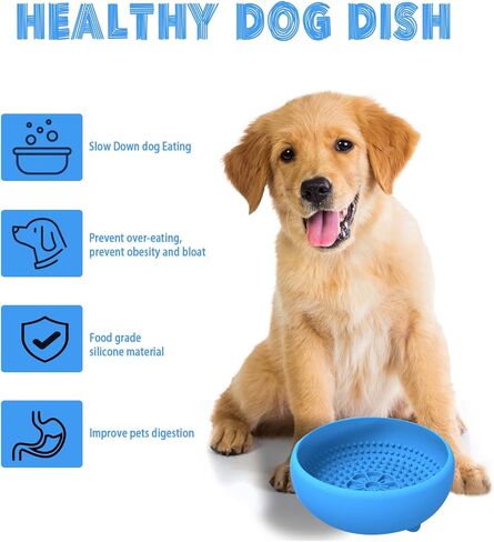Saphe Dog Lick Bowl, Anxiety Relief Lick Silicone Dog Bowl, Non-Slip Licking mat for Distraction, Freezer & Dishwasher Safe (Blue) in Saudi Arabia