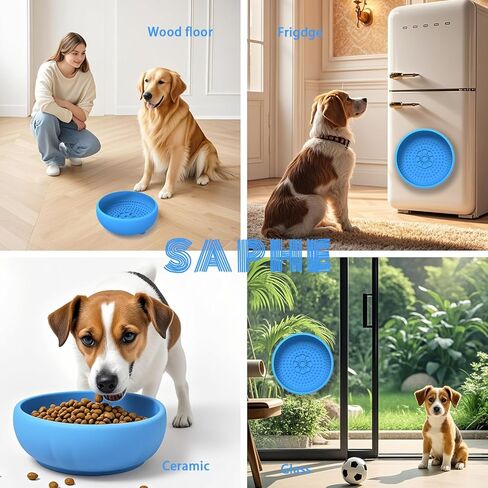 Saphe Dog Lick Bowl, Anxiety Relief Lick Silicone Dog Bowl, Non-Slip Licking mat for Distraction, Freezer & Dishwasher Safe (Blue) in Saudi Arabia
