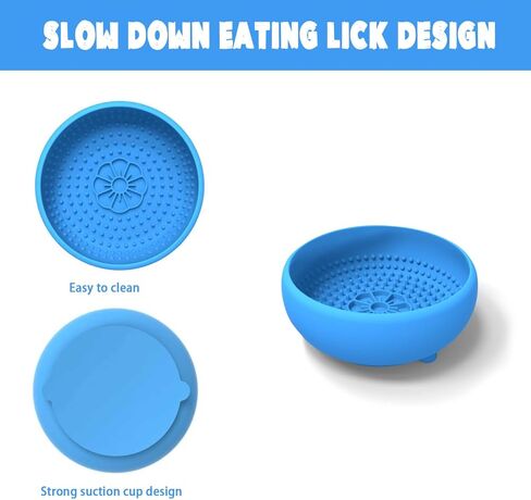 Saphe Dog Lick Bowl, Anxiety Relief Lick Silicone Dog Bowl, Non-Slip Licking mat for Distraction, Freezer & Dishwasher Safe (Blue) in Saudi Arabia
